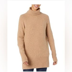 Women's Boucle Turtleneck Sweater Size Large - Camel Heather